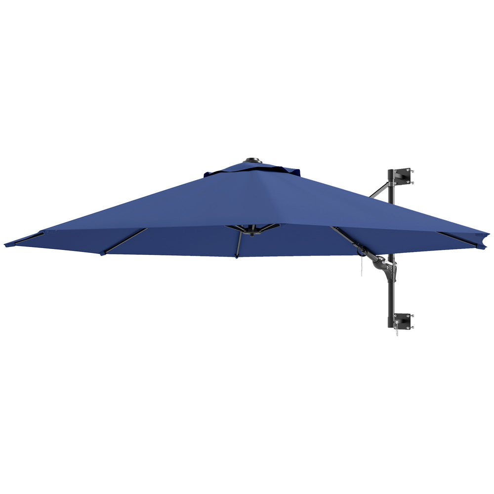 Parasol mural 9,6 x 9,6 pi avec manivelle, bleu foncé