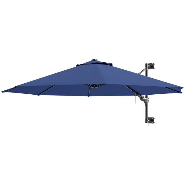 Parasol mural 9,6 x 9,6 pi avec manivelle, bleu foncé