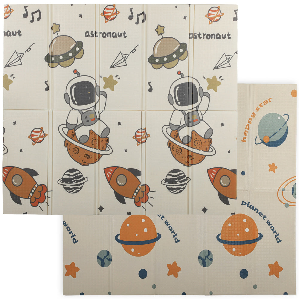Tapis de jeu réversible et imperméable, pliable, motif astronaute et planète