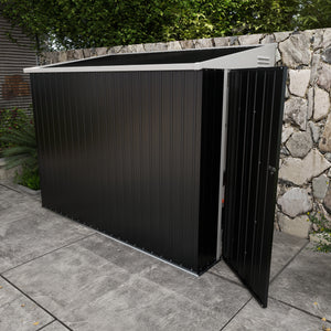 Abri de jardin adossé en métal avec porte verrouillable et aérations, gris foncé