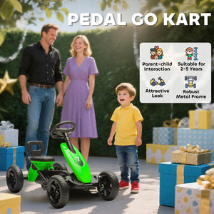 Kart à pédales, roues EVA silencieuses, vert