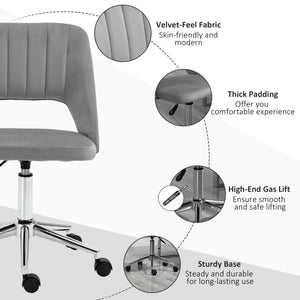 Grey velvet mid-back office chair