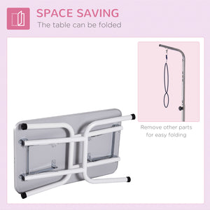 Folding grooming table with adjustable arm and non-slip surface, pink