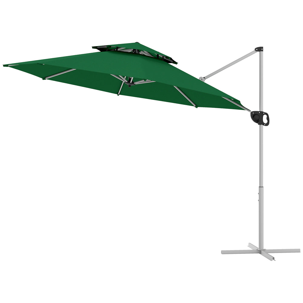 Parasol déporté de 10 pieds avec rotation à 360° et hauteur réglable, vert foncé