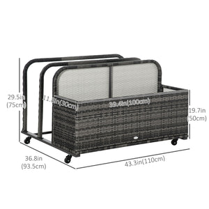 Rangement roulant pour piscine, gris