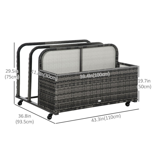 Rangement roulant pour piscine, gris