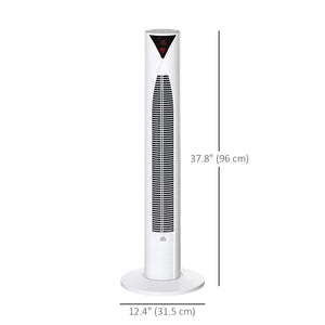 Ventilateur tour autonome avec 3 vitesses, minuterie 12 h, oscillant, panneau de capteur LED, télécommande, blanc