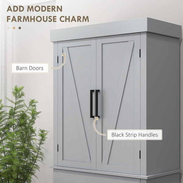 Garde-manger de style campagnard avec 4 portes de grange, gris