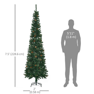 Sapin de Noël artificiel 7,5 pieds avec pommes de pin
