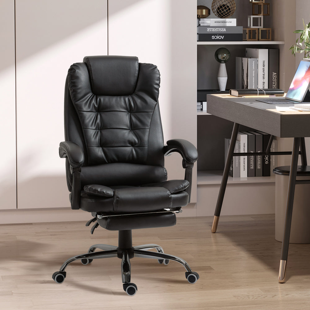 Chaise de bureau pour soutien lombaire, ergonomique avec repose-pieds rétractable, noire