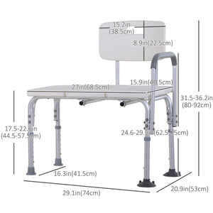 6-Level Adjustable Bath and Shower Transfer Bench White