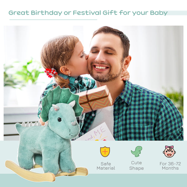 Triceratops Rocking Horse with Realistic Sounds for Ages 36-72 Months, Dark Green