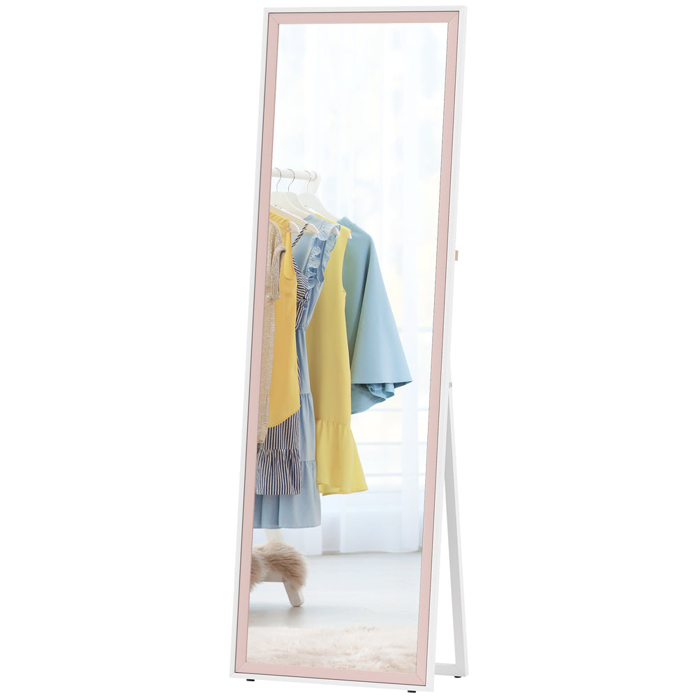 Miroir rectangulaire avec cadre, blanc et rose