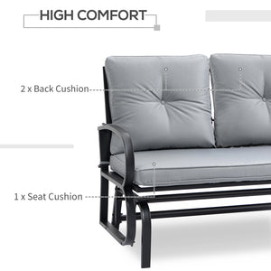 Fauteuil à bascule 2 places avec structure en acier et coussins, gris