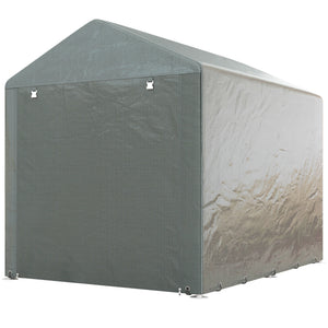 Abri portable avec structure en acier galvanisé et grande porte, gris clair