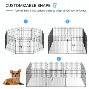 Foldable 8-panel octagonal playpen, black.