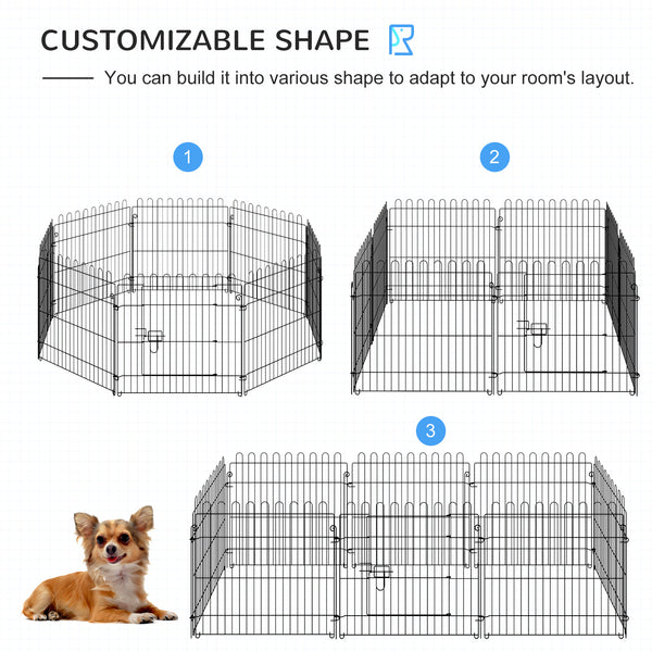 Foldable 8-panel octagonal playpen, black.