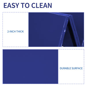 Tapis de gymnastique pliable 4'x6'x2'', avec poignées de transport, bleu