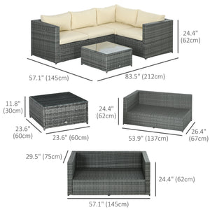 3-piece woven rattan furniture set with loveseat, coffee table and cushions, beige