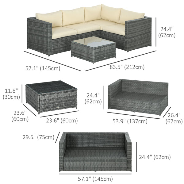 3-piece woven rattan furniture set with loveseat, coffee table and cushions, beige