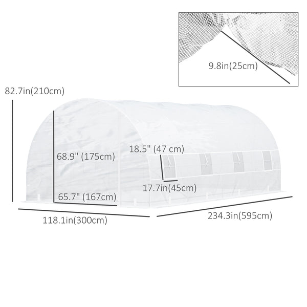 Sturdy tunnel greenhouse with 8 screened windows and stable structure