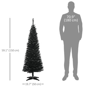 Sapin de Noël artificiel noir de 5 pieds en forme de crayon