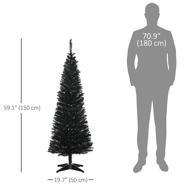 Sapin de Noël artificiel noir de 5 pieds en forme de crayon
