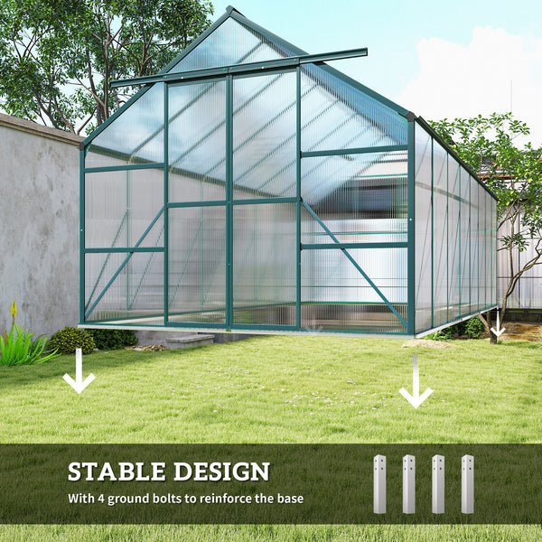 Serre de jardin en aluminium et polycarbonate, verte