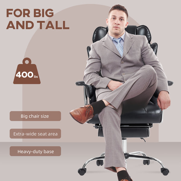 Fauteuil de bureau massant avec vibration à 6 points, repose-pieds et soutien lombaire, noir