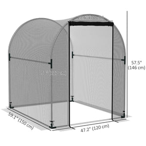 Grow cage with roll-up zippered door
