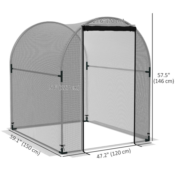 Grow cage with roll-up zippered door