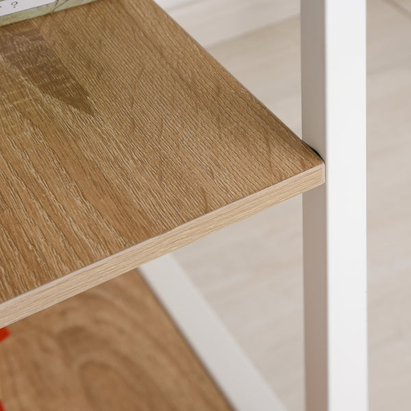 Folding computer desk with storage shelves