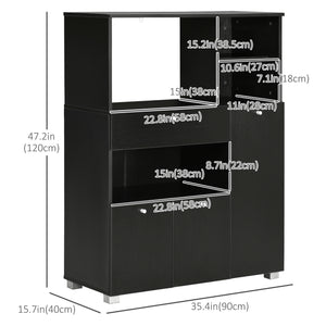 Armoire de cuisine avec support pour four à micro-onde, noir