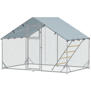 Enclos à poules en métal grand format avec housse imperméable et résistante aux UV