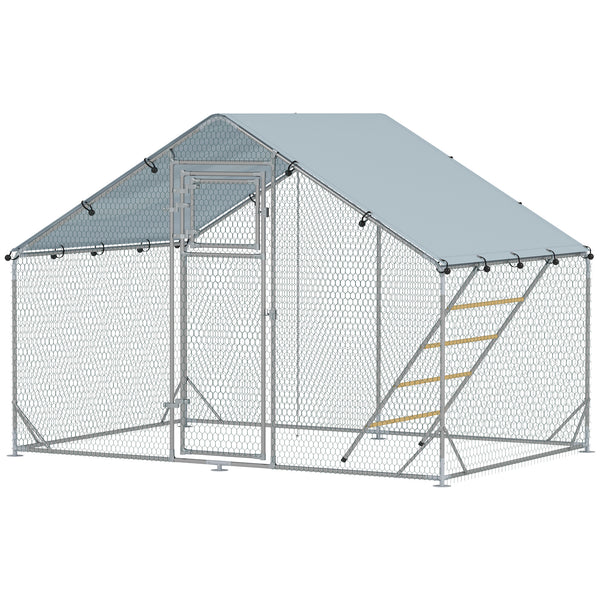 Enclos à poules en métal grand format avec housse imperméable et résistante aux UV