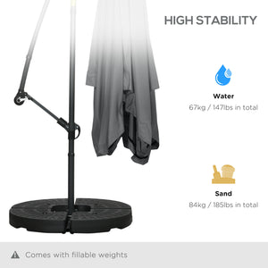 Parasol de terrasse déporté avec moustiquaire et base, gris foncé