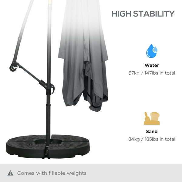 Parasol de terrasse déporté avec moustiquaire et base, gris foncé