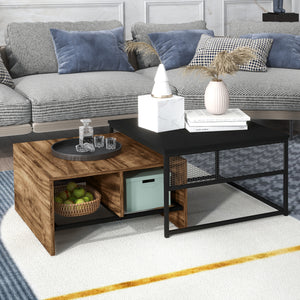 Ensemble de 2 tables basses carrées, marron