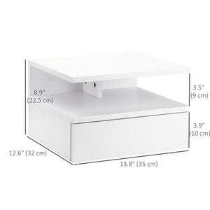 Lot de 2 tables de chevet flottantes avec tiroir et étagère, blanc