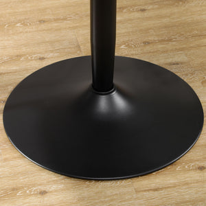 Table de cuisine moderne pour 2 personnes, ronde avec piètement en acier, marbre blanc