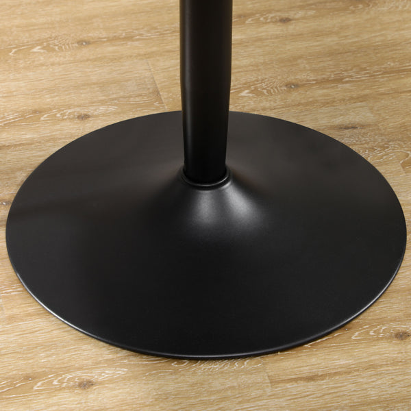 Table de cuisine moderne pour 2 personnes, ronde avec piètement en acier, marbre blanc