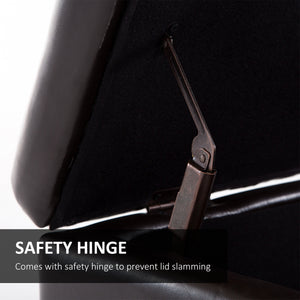 Banc de rangement rembourré brun de 51 po avec coffre intégré – Pouf capitonné en similicuir
