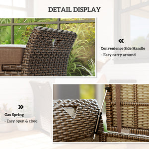 Banc de rangement extérieur 2 en 1 en osier avec poignées et coussin, couleur beige