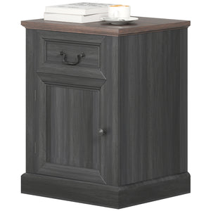 Set of 2 side tables with drawer and cupboard, black.