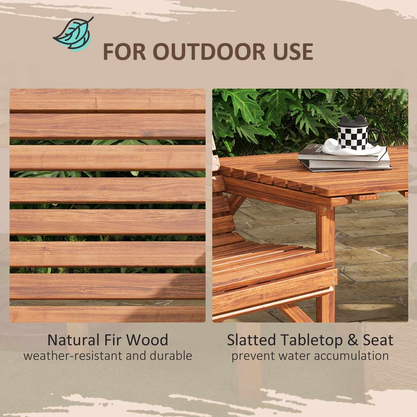 Ensemble de 3 bancs d'extérieur pour jardin et balcon, brun clair