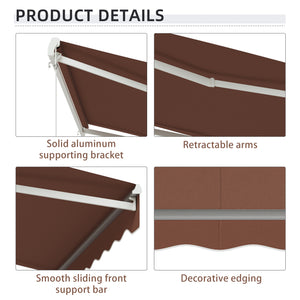 10' x 8' Electric Awning, Retractable Awning Sun Shade Shelter with Remote Controller, Manual Crank Handle and Aluminum Frame, for Deck, Balcony, Yard, Coffee