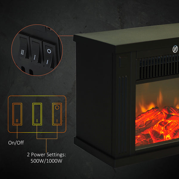 Mini-cheminée électrique sur pied de 14" et 1000 W noire