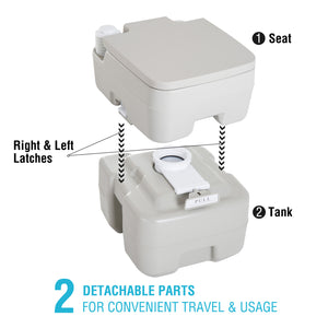 Toilettes de voyage portables, réservoir détachable avec chasse d'eau, 20 litres