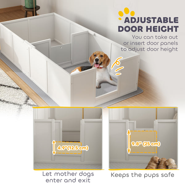 Caisse de mise bas avec porte réglable et amovible