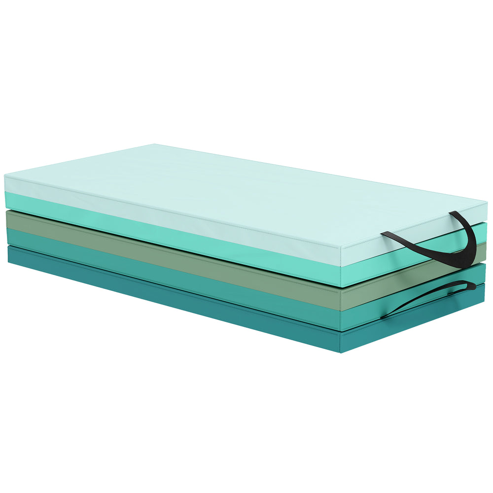 Tapis de gymnastique pliable de 1,8 m avec poignées de transport, vert mixte